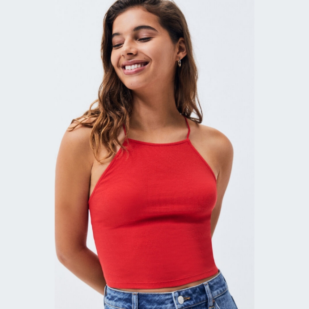 Pacsun Goddess Cami Cropped Tank Top Spaghetti Straps Red Size Small